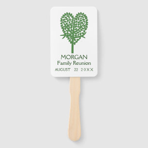 Green Heart Tree Family Reunion Hand Fan