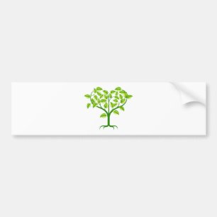 Green heart tree illustration bumper sticker