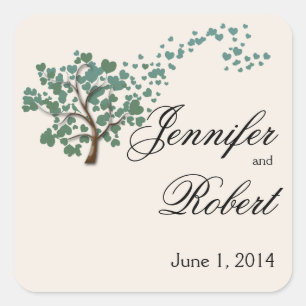 Green Heart Tree on Ivory Envelope Seal
