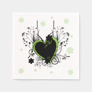 Green heart white napkin