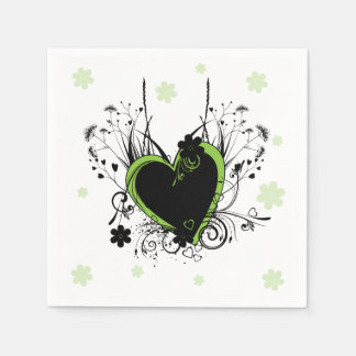 Green heart white napkin