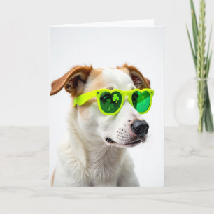 Green Hearts Dog Cute Card