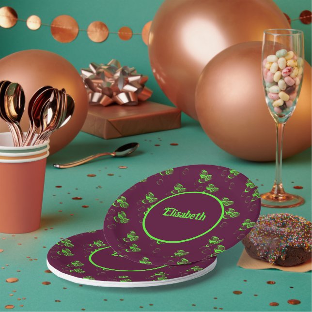 green hearts paper plates (Multi)