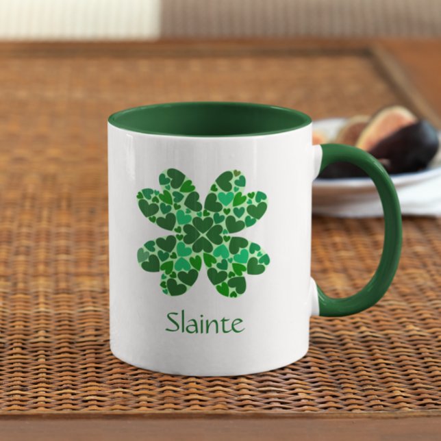Green Hearts Shamrock Personalised Mug (Creator Uploaded)