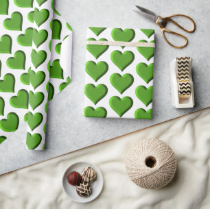 Green Hearts  Wrapping Paper