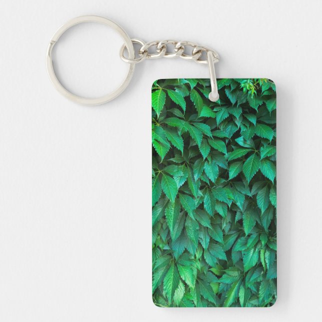 green hedge background parthenocissus pattern text key ring (Front)