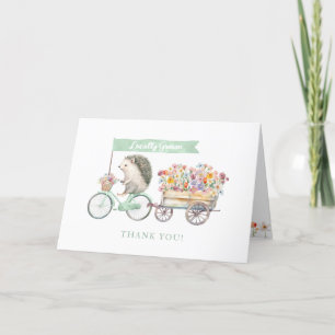 Green Hedgehog Baby Shower Thank You Card – Floral