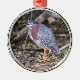 Green Heron Metal Tree Decoration