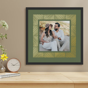 Green Herringbone Custom Photo Foil Art Print