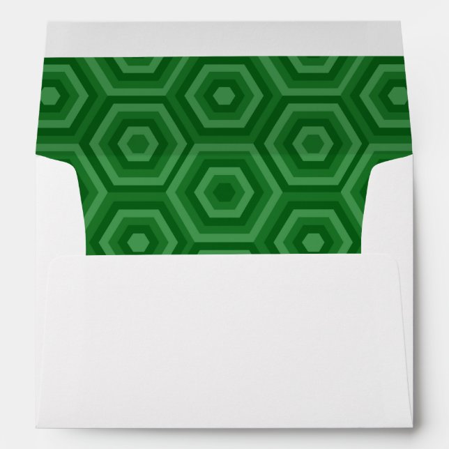 Green Hexagon-Lined Envelope with Return Address (Back (Bottom))