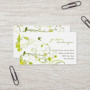 Green Hibiscus Swallow Birds Elegant Floral Garden Business Card