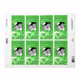 Green Hibiscus Wedding Big Photo Favour Wine Label