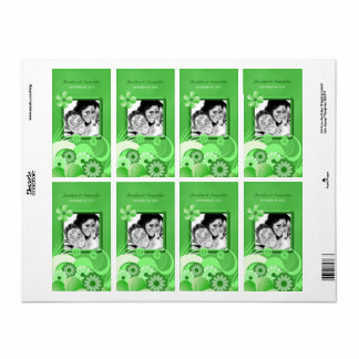 Green Hibiscus Wedding Big Photo Favour Wine Label