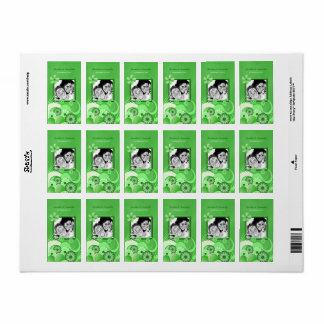 Green Hibiscus Wedding Mini Photo Favour Wine Labe Label