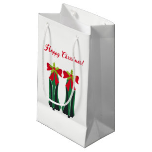 Green High Heels with Christmas Bows Small Gift Bag