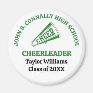 Green High School Cheerleader Personalised Magnet