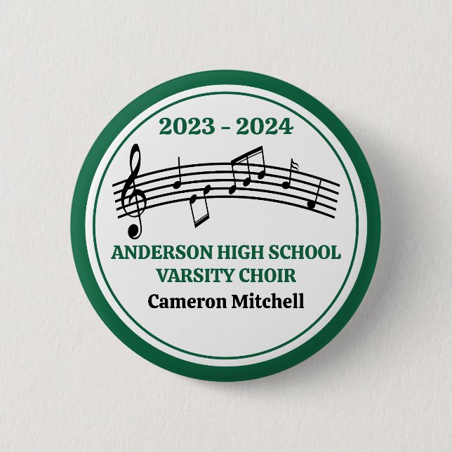 Green High School Choir Custom Keepsake 6 Cm Round Badge (Front)