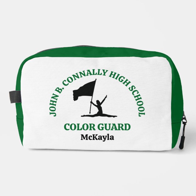Green High School Colour Guard Personalised Dopp Kit (Front)