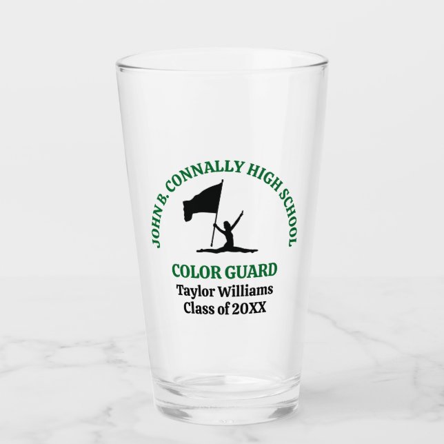 Green High School Colour Guard Personalised Glass (Front)