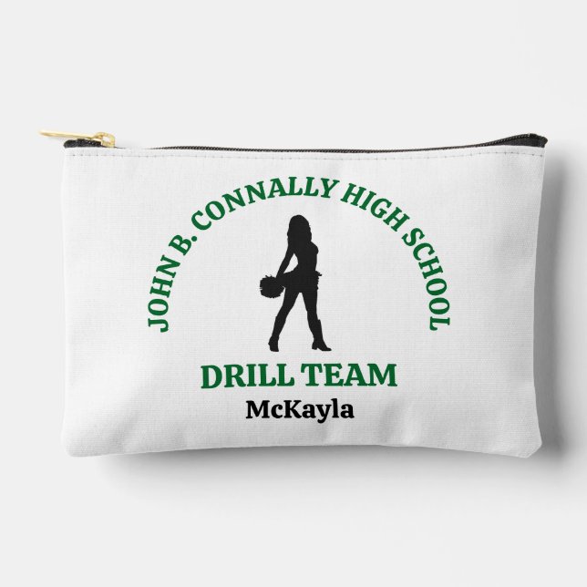 Green High School Drill Team Dancer Personalised Accessory Pouch (Front)