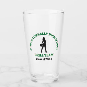 Green High School Drill Team Dancer Personalised Glass