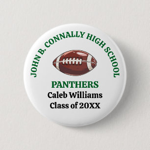 Green High School Football Team Customised 6 Cm Round Badge