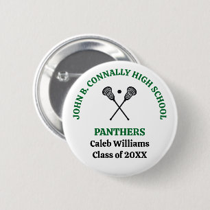 Green High School Lacrosse Team Personalised 6 Cm Round Badge