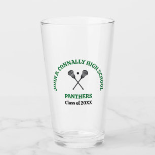 Green High School Lacrosse Team Personalised Glass