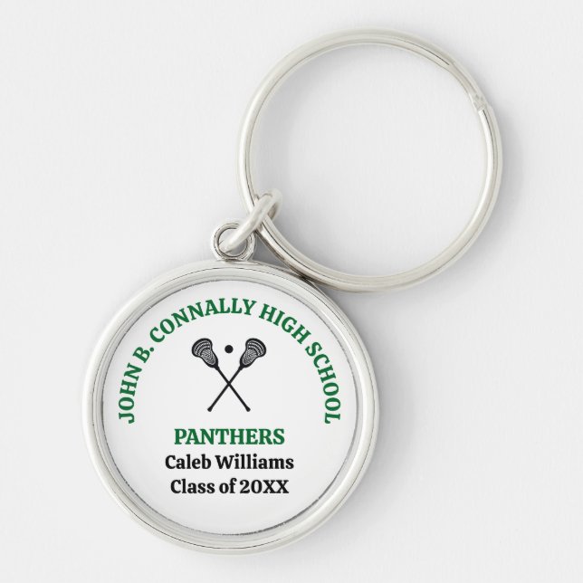 Green High School Lacrosse Team Personalised Key Ring (Front)