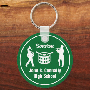 Green High School Marching Band Personalised Key Ring