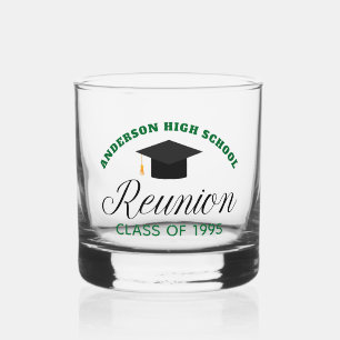 Green High School Reunion Party Custom Alumni Whiskey Glass