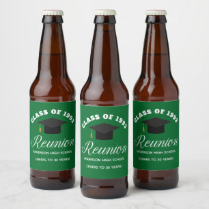 Green High School Reunion Personalised Party Beer Bottle Label