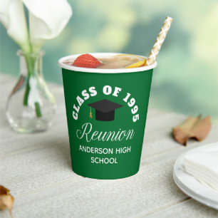 Green High School Reunion Personalised Party Paper Cups