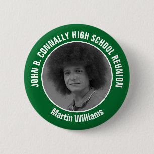 Green High School Reunion Yearbook Photo 6 Cm Round Badge