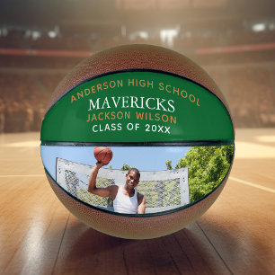 Green High School Senior Player Photo Personalised Basketball