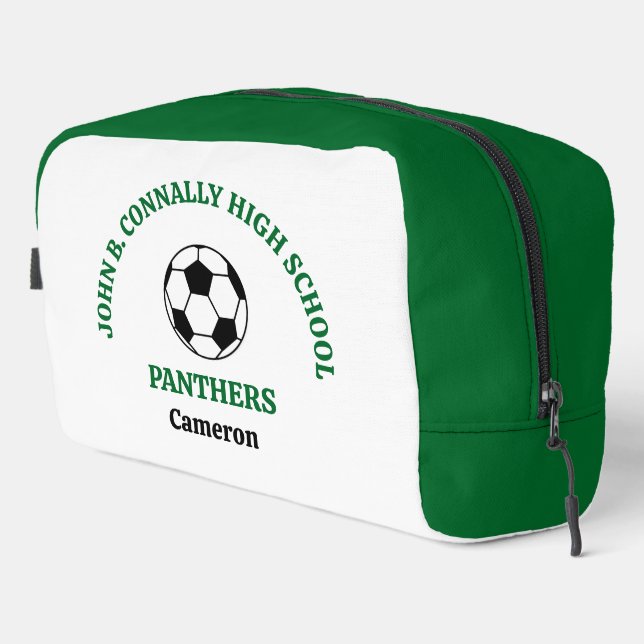 Green High School Soccer Team Personalised Dopp Kit (Right Corner)