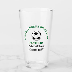 Green High School Soccer Team Personalised Glass