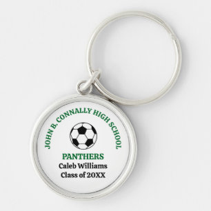 Green High School Soccer Team Personalised Key Ring