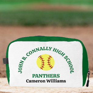 Green High School Softball Player Personalised Dopp Kit