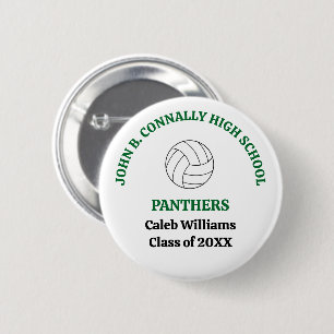 Green High School Volleyball Player Personalised 6 Cm Round Badge