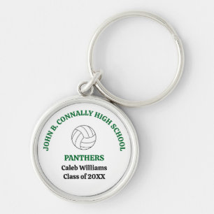 Green High School Volleyball Player Personalised Key Ring