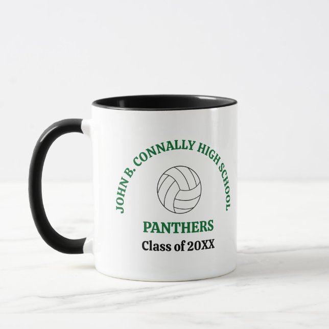 Green High School Volleyball Player Personalised Mug (Left)