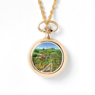 GREEN HILLS AND OLIVE TREES IN TUSCANY LANDSCAPE WATCH