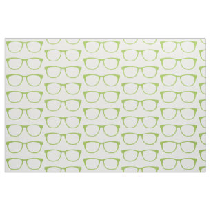 Green Hipster Geek Glasses Fabric