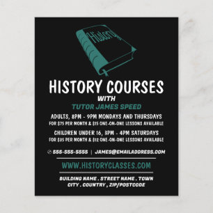 Green History Book, History Course Advertising Flyer