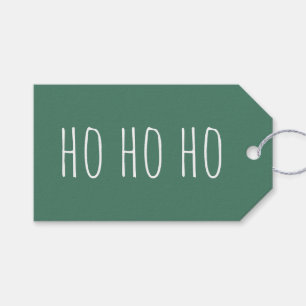 Green HO HO HO Christmas Cute Minimalist Holiday Gift Tags