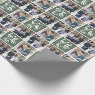 Green Ho Ho Ho Merry Christmas - 3 Photos Wrapping Paper