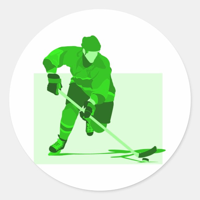 Green Hockey Logo Classic Round Sticker (Front)
