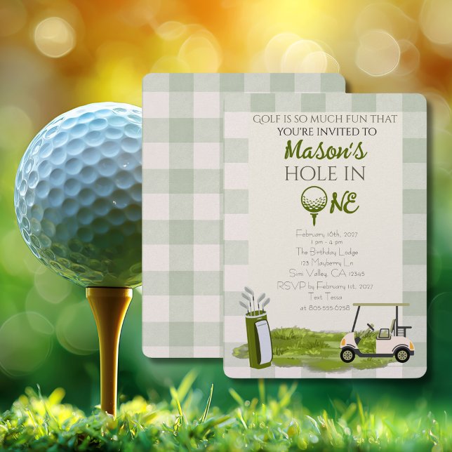 Green Hole In ONE Boy First Birthday Party Invitation (Creator Uploaded)