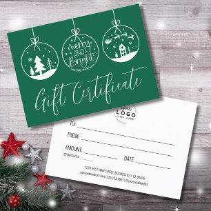 Green Holiday Business Gift Certificate